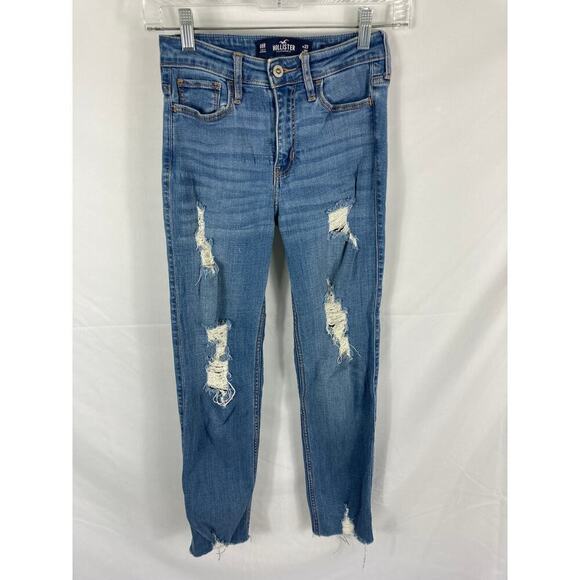 Hollister High Rise Slim Straight Distressed Jean Size 00R - Picture 1 of 5